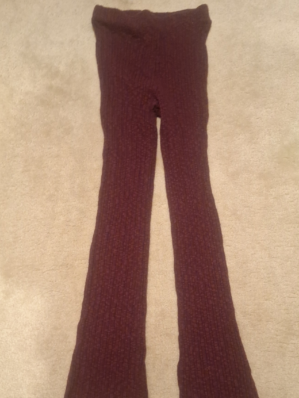 Empyre Ribbed Stretch Leggings in Maroon Size S